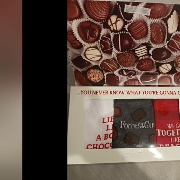 3 for $26 - Forrest Gump Box of Chocolate of Socks- Set of 3 - Picture 3 of 3
